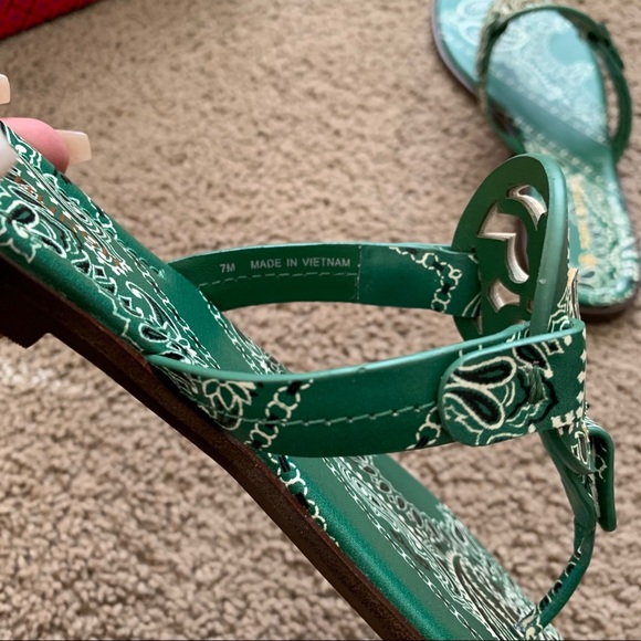 NEW 6.5 Tory Burch Miller Bandana Sandals Green - Picture 8 of 13